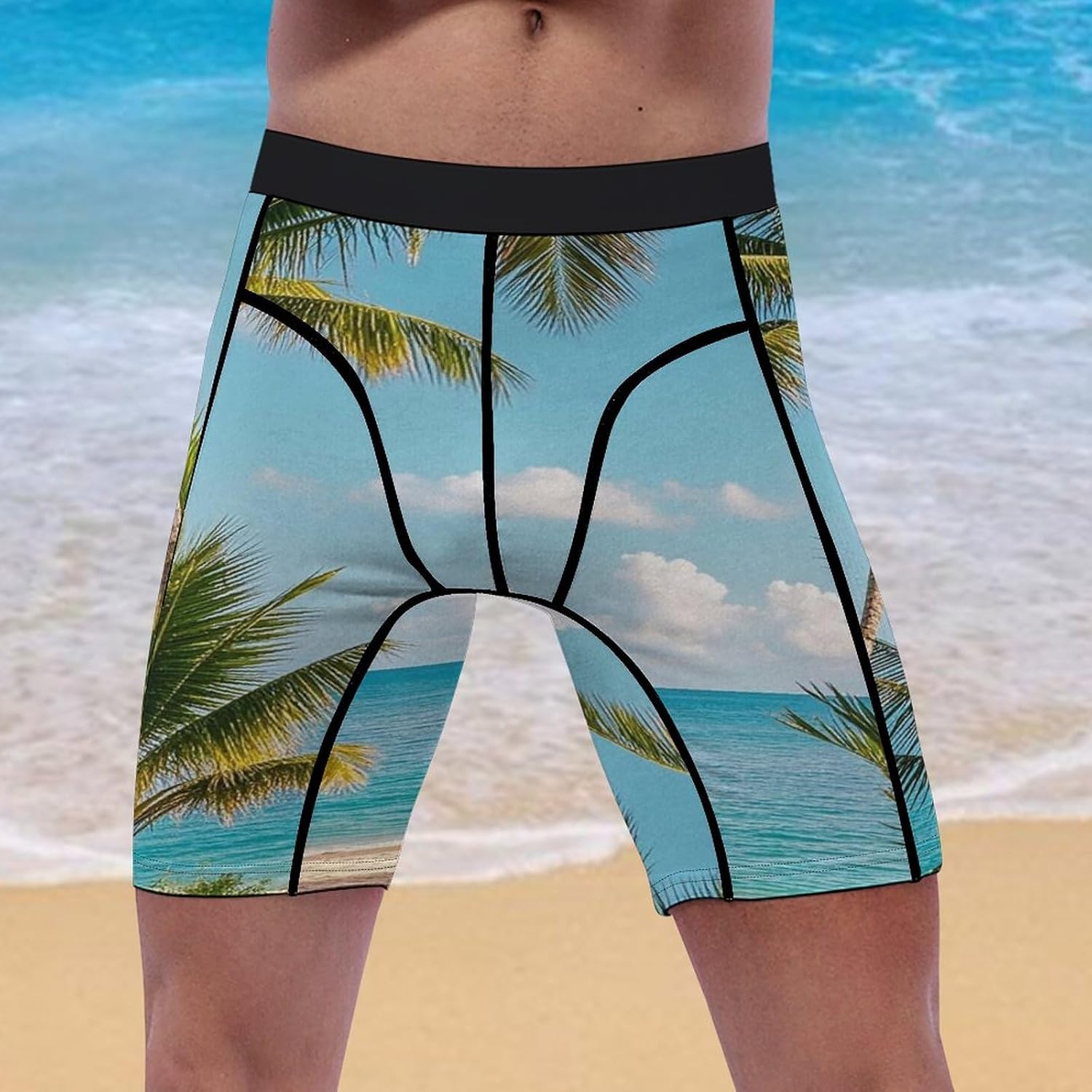 Tropical Palm Trees Compression Shorts Men Spandex Sport Shorts Workout Performance Baselayer Underwear