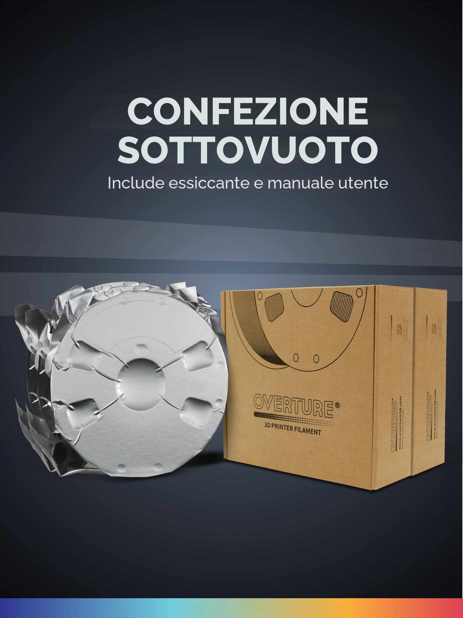 OVERTURE Filamento PETG 1.75mm, 2kg Bobina(4.4lbs), Neatly Wound Rapido PETG Filament per Stampante 3D, Precisione Dimensionale +/- 0.02 mm, 3D Printer Filamento (Grigio Chiaro 1kg*2)