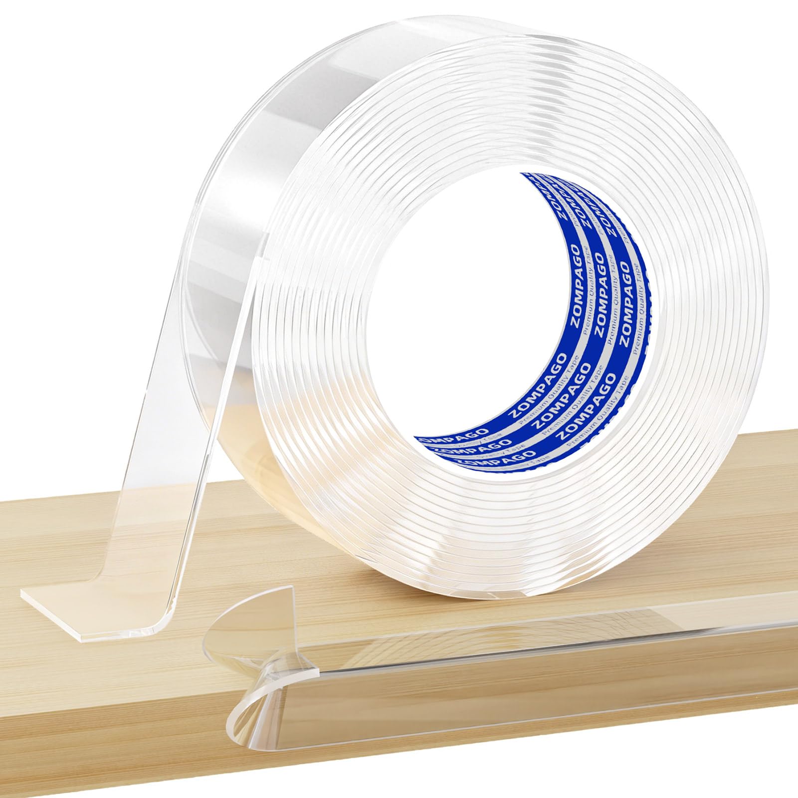 ZOMPAGO Clear Edge Protector Strip for Baby Proofing, Soft Self-Adhesive Furniture Edge Guard, Child Safety Bumpers for Sharp Corners & Edge of Tables, Cabinets, Walls, Beds, Kitchen,2mm Thick