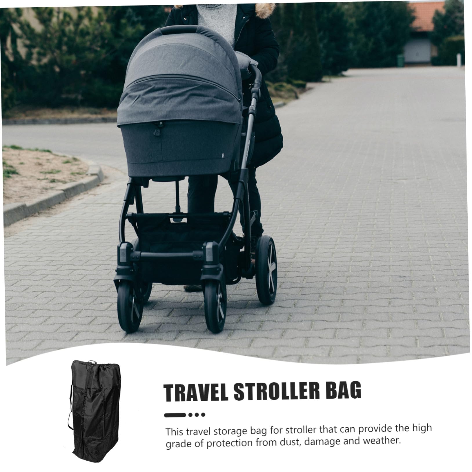 Toddmomy Borsa da Viaggio in Nylon per Passeggino Chiusura Regolabile Nero Cuciture Rinforzate e Tracolla Comoda e Trasporto Facile per Viaggi in Aereo