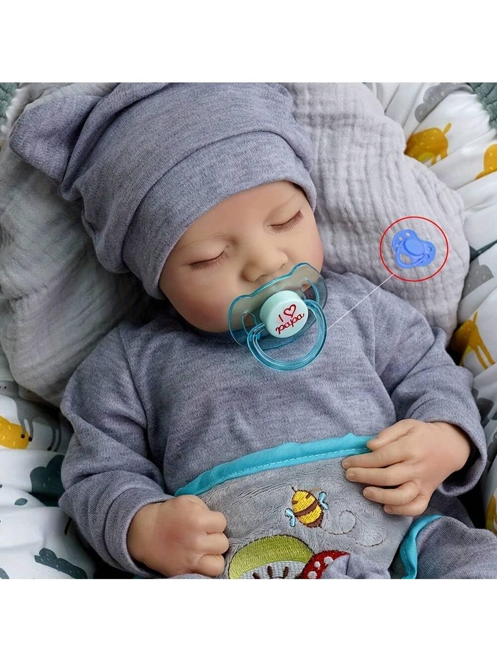 Bambole Reborn in Silicone Morbido 17 Pollici 48cm Realistica Bambole Che Sembra Vera Maschio Neonato con Gli Occhi Chiusi Bambino Ragazzo