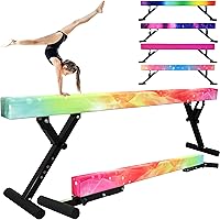 Vista 29 de Barra de equilibrio ajustable para niños, viga de gimnasia de 2.4 m con patas antideslizantes, viga de piso alto y bajo para todos los niveles