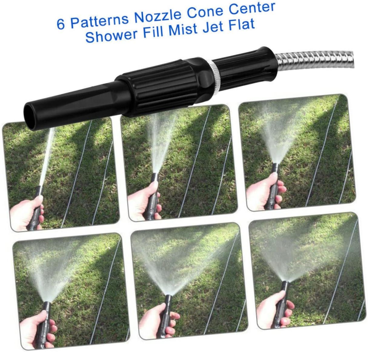 Kisangel Lightweight Stainless Steel Garden Hose Heavy Duty Water Hose with Spray Nozzle for Versatile Watering Needs for Lawn Garden Car and Pet Washing