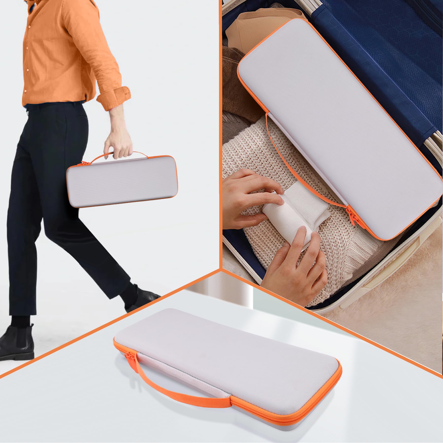 co2CREA Hard Case Compatible with Logitech POP ICON Combo, Bluetooth Keyboard and Mouse Combo (White Orange Case)