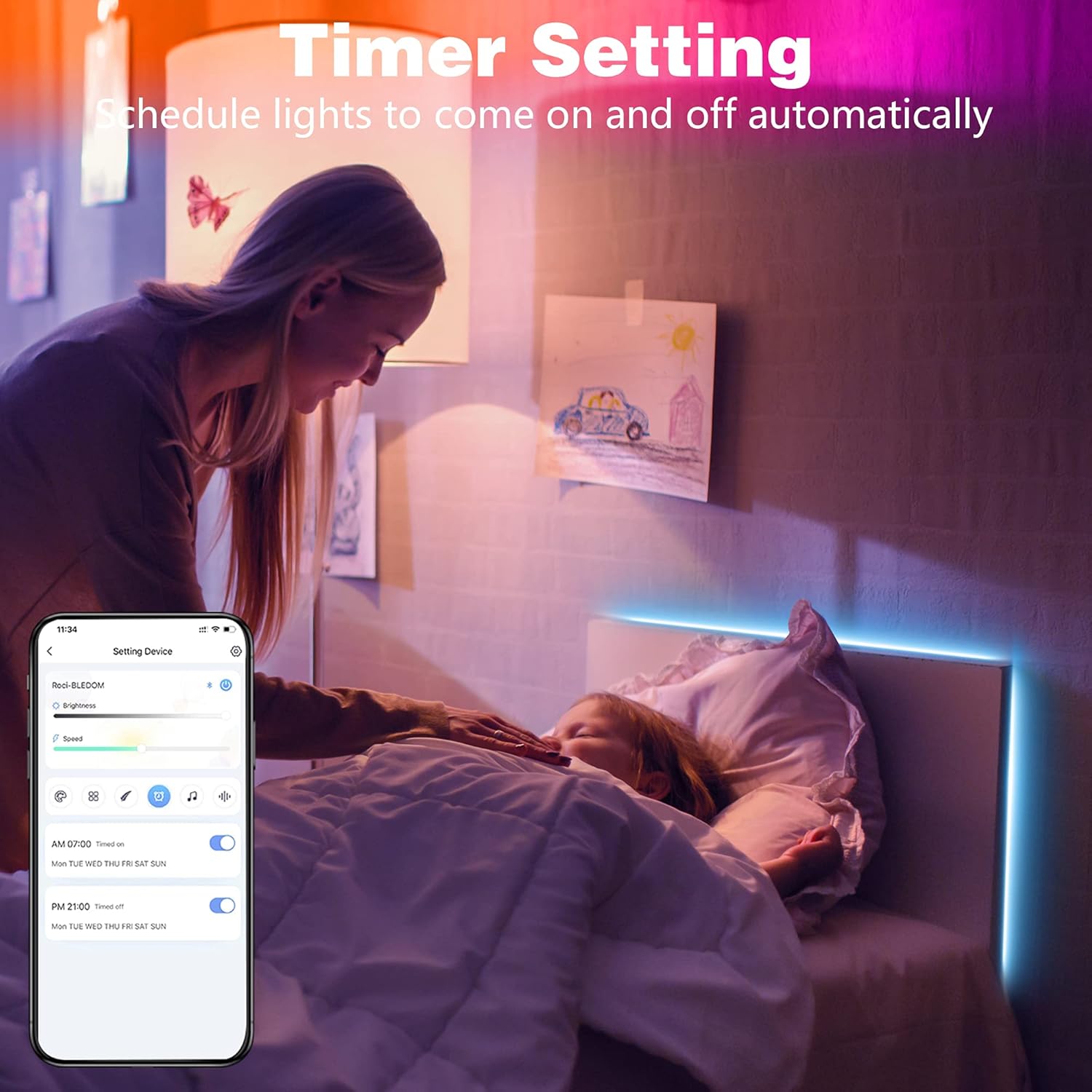 Buy Led Lights for Bedroom, GUSODOR 100ft Led Lights with Smart App