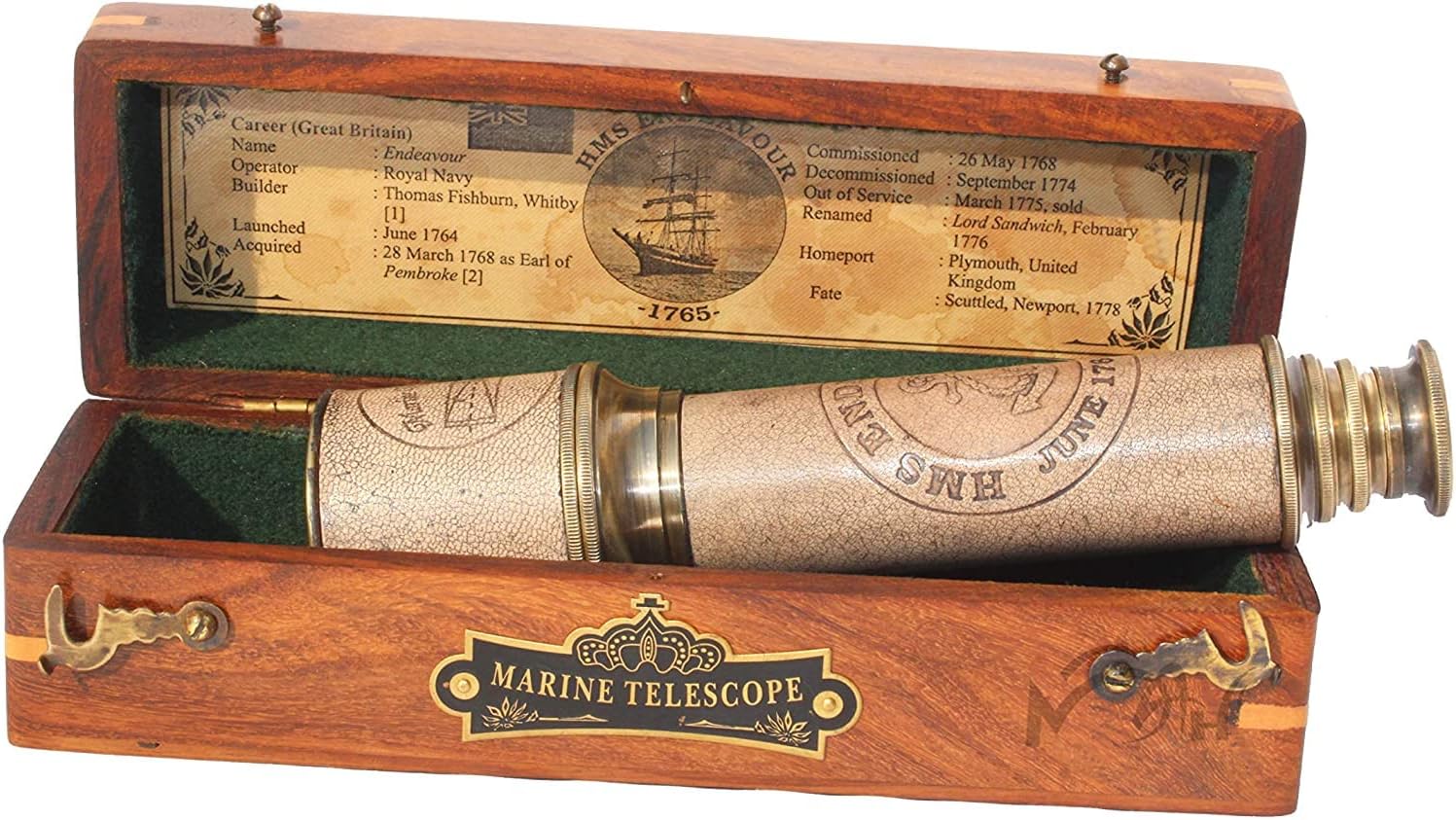 18 Inch Brass Ship Captain Telescope/Brass Spyglass with Hardwood Box Telescope for Kids Friends Family Children