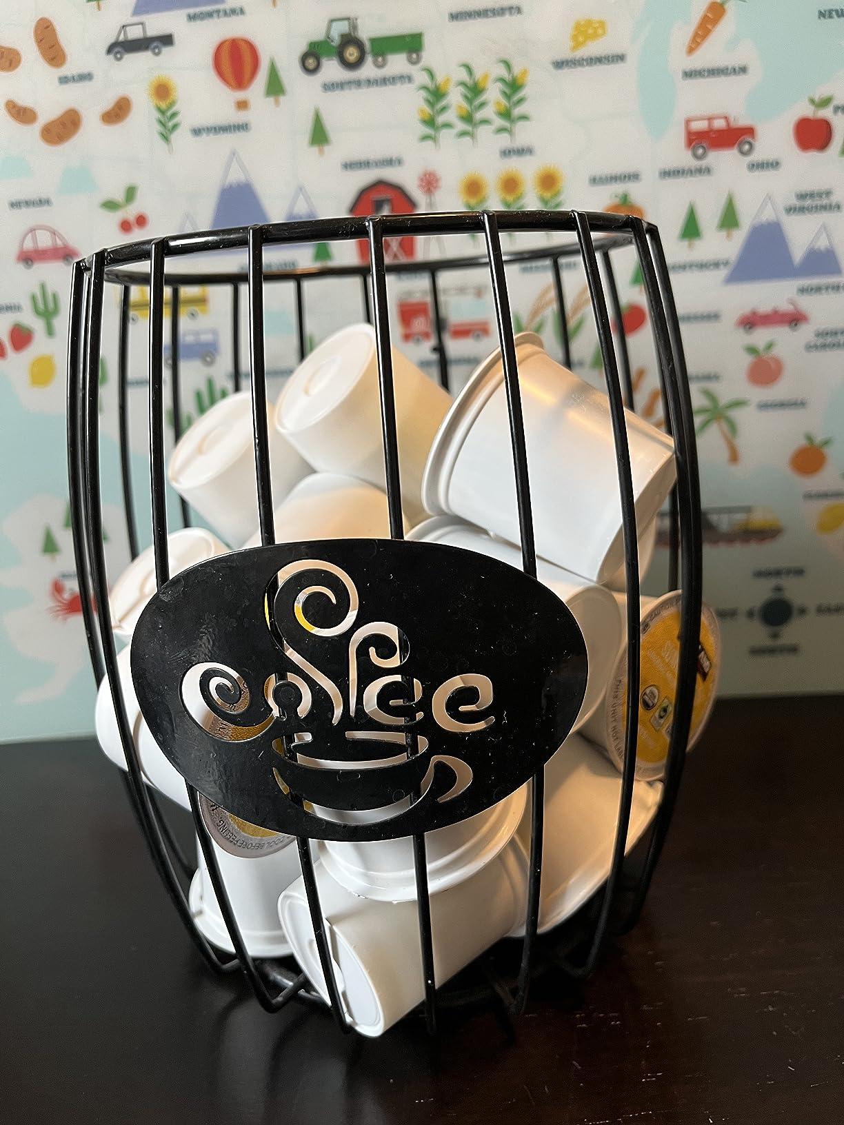 Kovot Metal MugShaped Coffee Pod and Capsule Holder Holds 2530 Pods Black