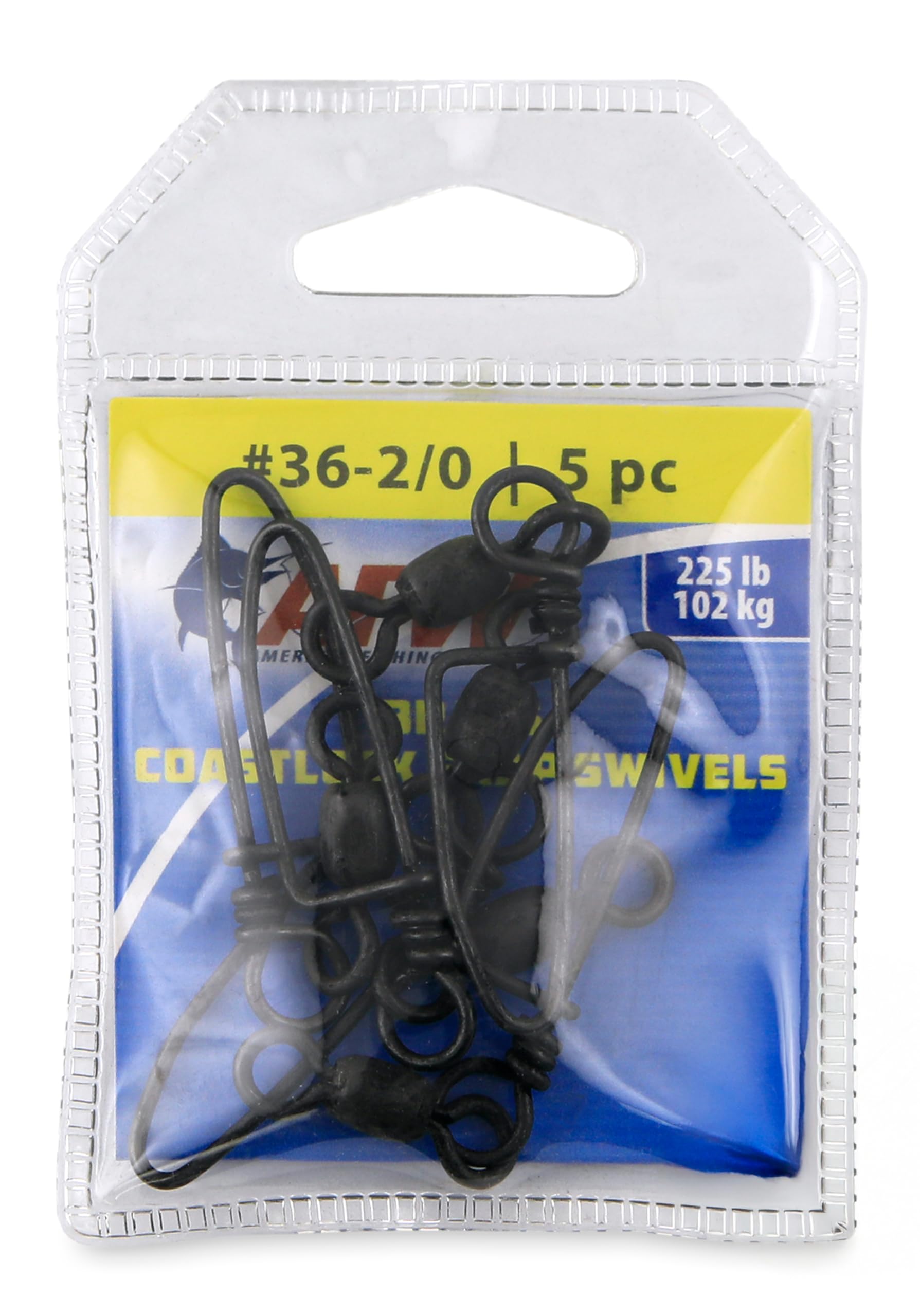 AFW Brass Coastlock Snap Swivels – Durable Fishing Gear with High-Strength Wire Snaps, Black Oxide Finish, Prevents Line Twisting & Kinking, Supports