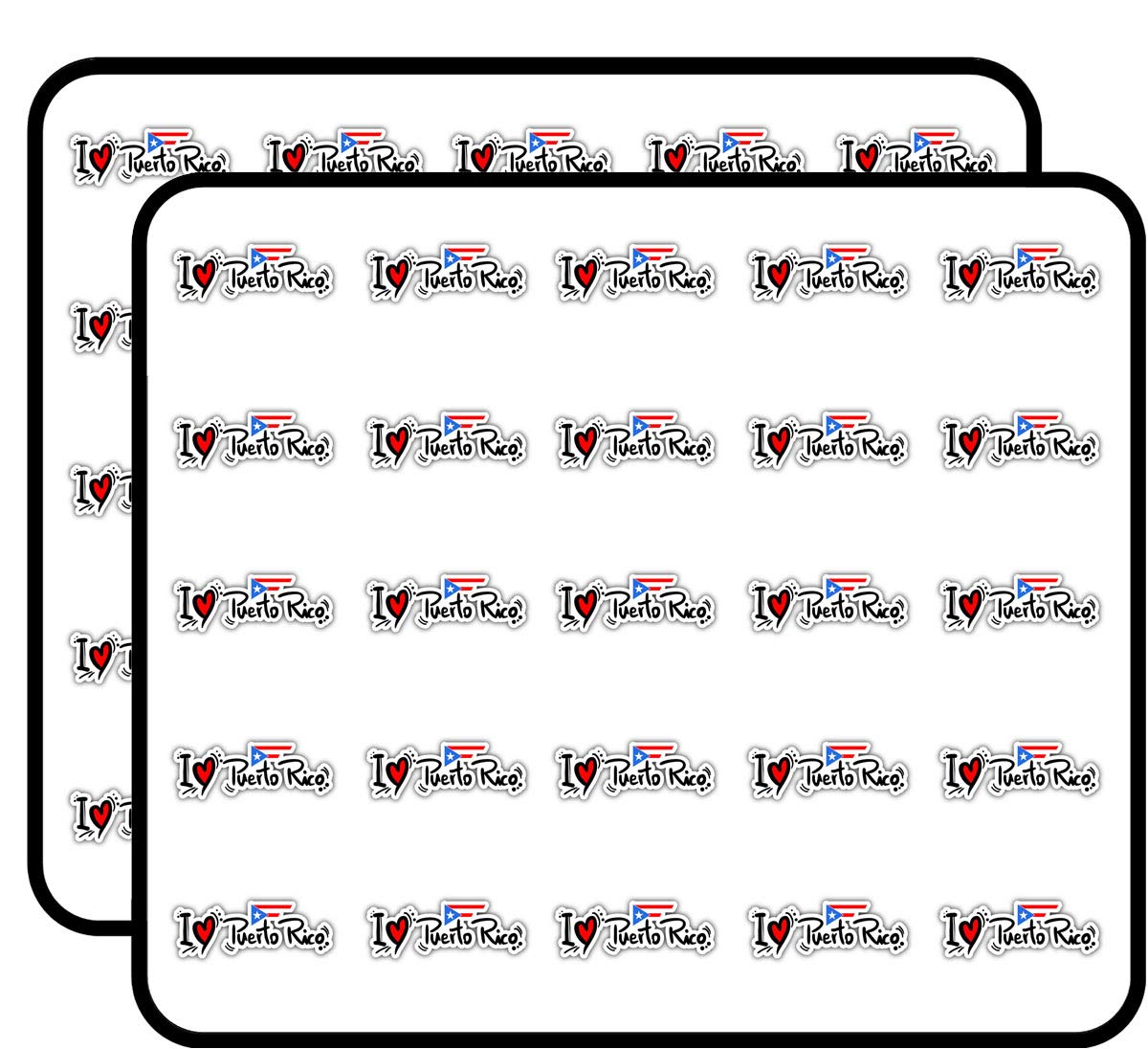 I Love Puerto Rico Slogan Sticker for Scrapbooking Waterproof Vinyl Stickers for Water Bottle, Laptop & Phone Case 50 Pack