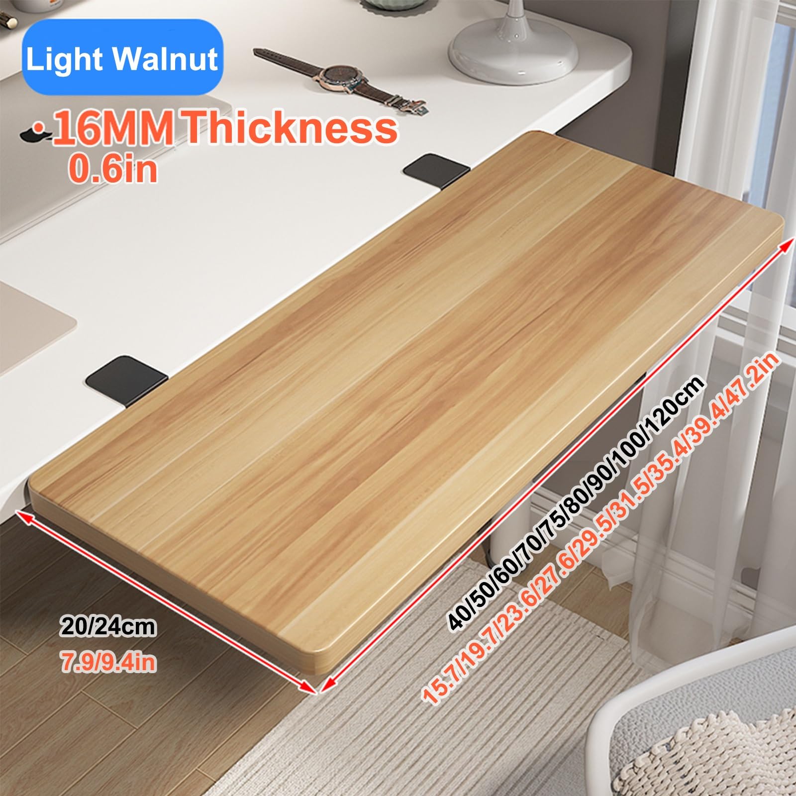 Vassoio estensibile da scrivania, prolunga per tavolo da cucina, supporto ergonomico per bracciolo del computer, per uso domestico e ufficio