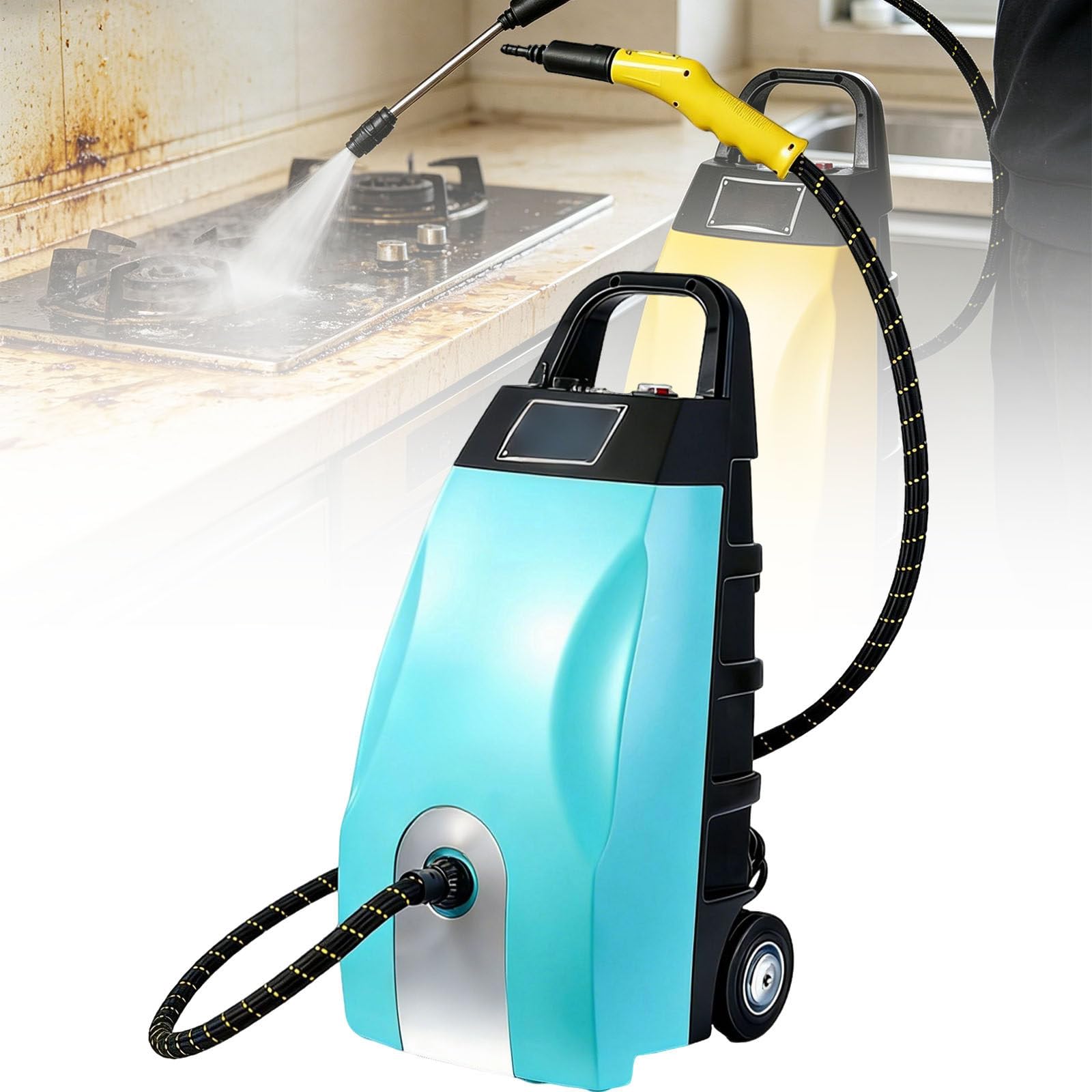 Ymnogjie High Pressure Steam Washer Jet Power Wash 3000W with Accessories,3.5L High Temp Steam Cleaner 110℃/230°f for Patios Car Garden Blue