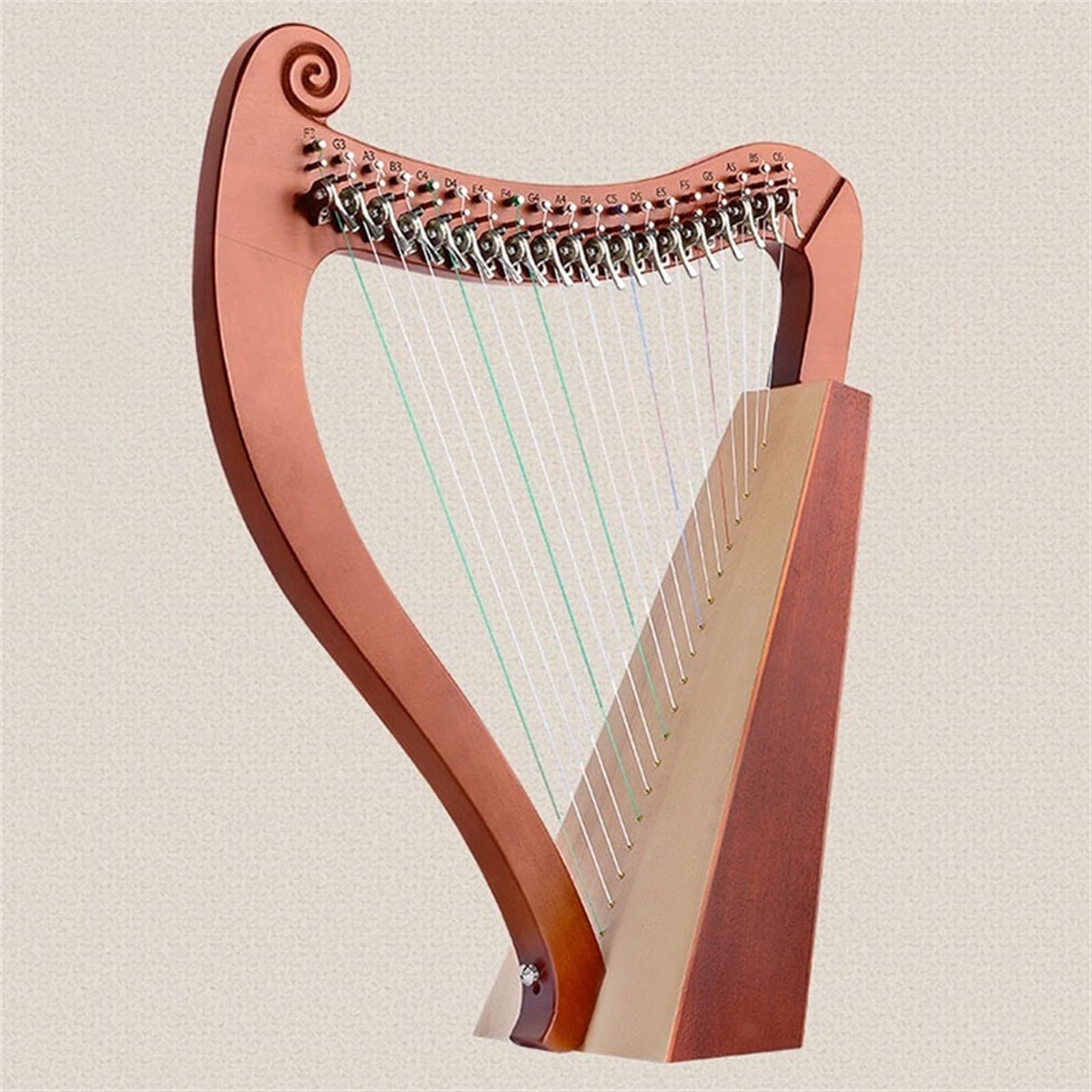 Leier Harfe 12,19, 21, 24, 23 Saiten Retro Totem Mahagoni Korpus Lyre Professionell Traditionell Stil Manuelles Geschenk Instrument Für Kinder Erwachsene Anfänger(Currant -19 strings)