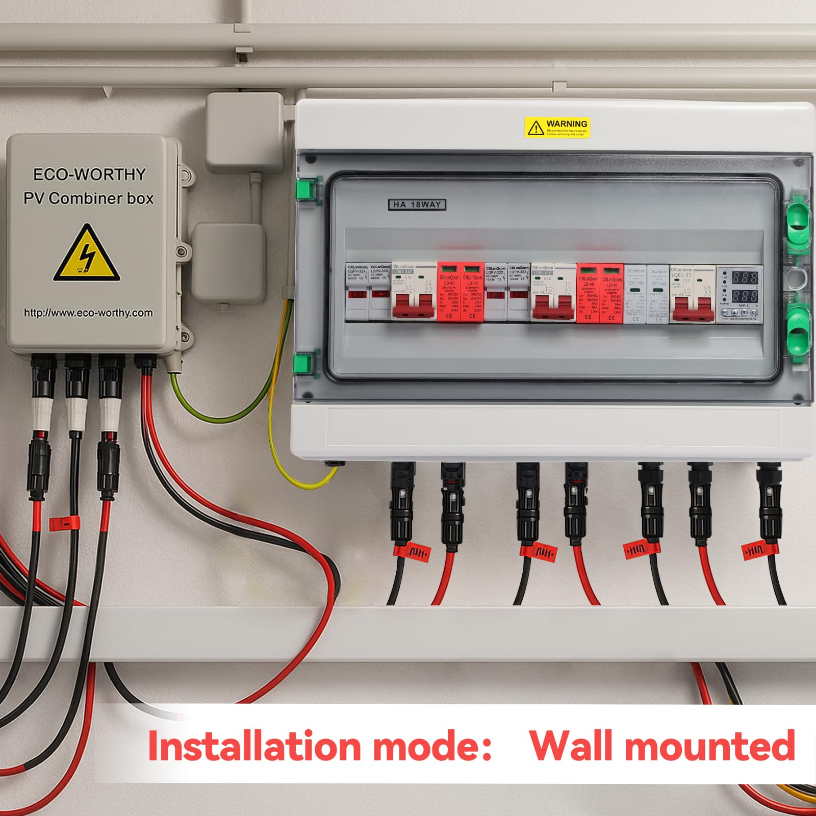 Protezione da sovratensione in PVC, DC500V2-2-2+AC230V1-1, scatola di collegamento solare, protezione flash, interruttore di separazione CC, impianto PV, 2 corde 2DC+1AC, DC Combiner Box, interruttore