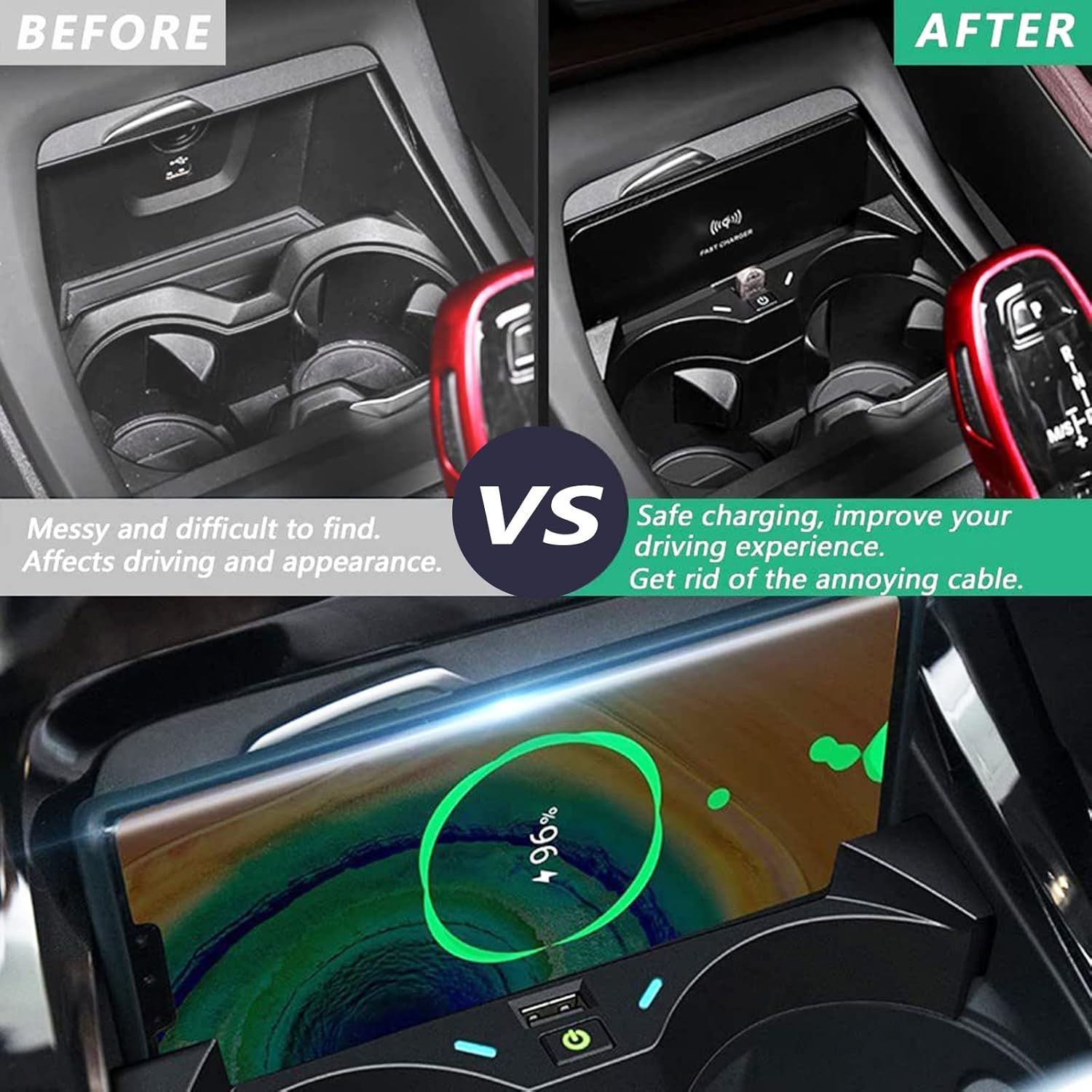 inbekea new wireless car chargerfor bm w x1 2016 2017 2018 201910w fast wireless phone charging padcenter console wireless charger forand any qi e