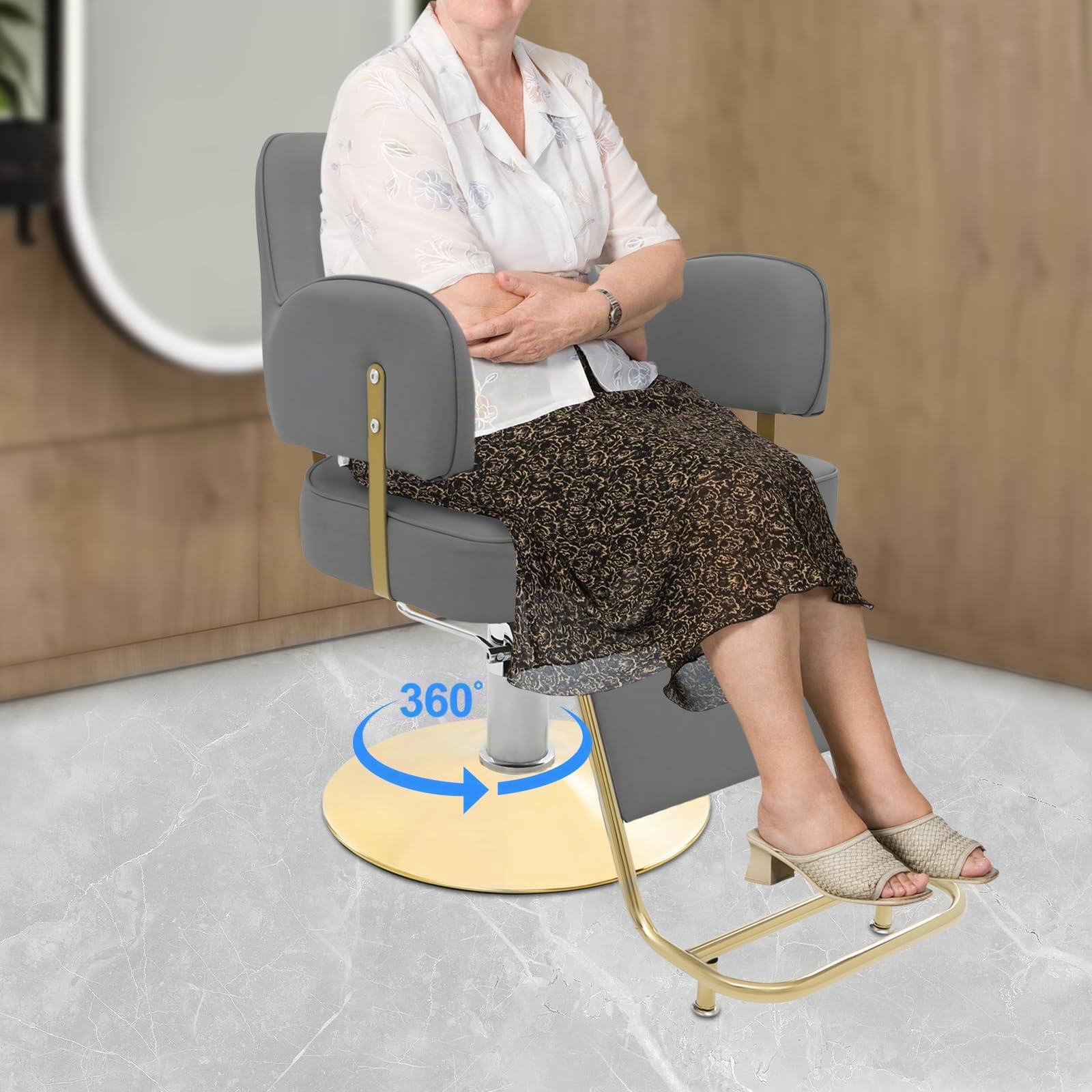 Barber silla ajustable 360° rotación hidráulica silla de peluquería con respaldo, almohada y reposapiés, profesional peluquería para spa belleza peluquería tienda de tatuajes