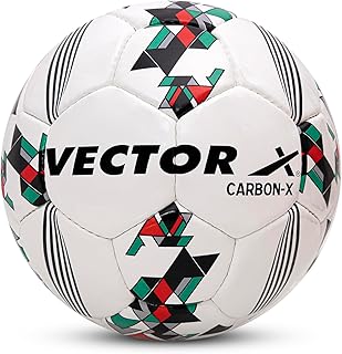 Vector X 32 Panel Carbon-X PU Hand Stitched Indoor/Outdoor Water-Resistant Football with Latex Bladder, White, Size 5, Sui Price In India