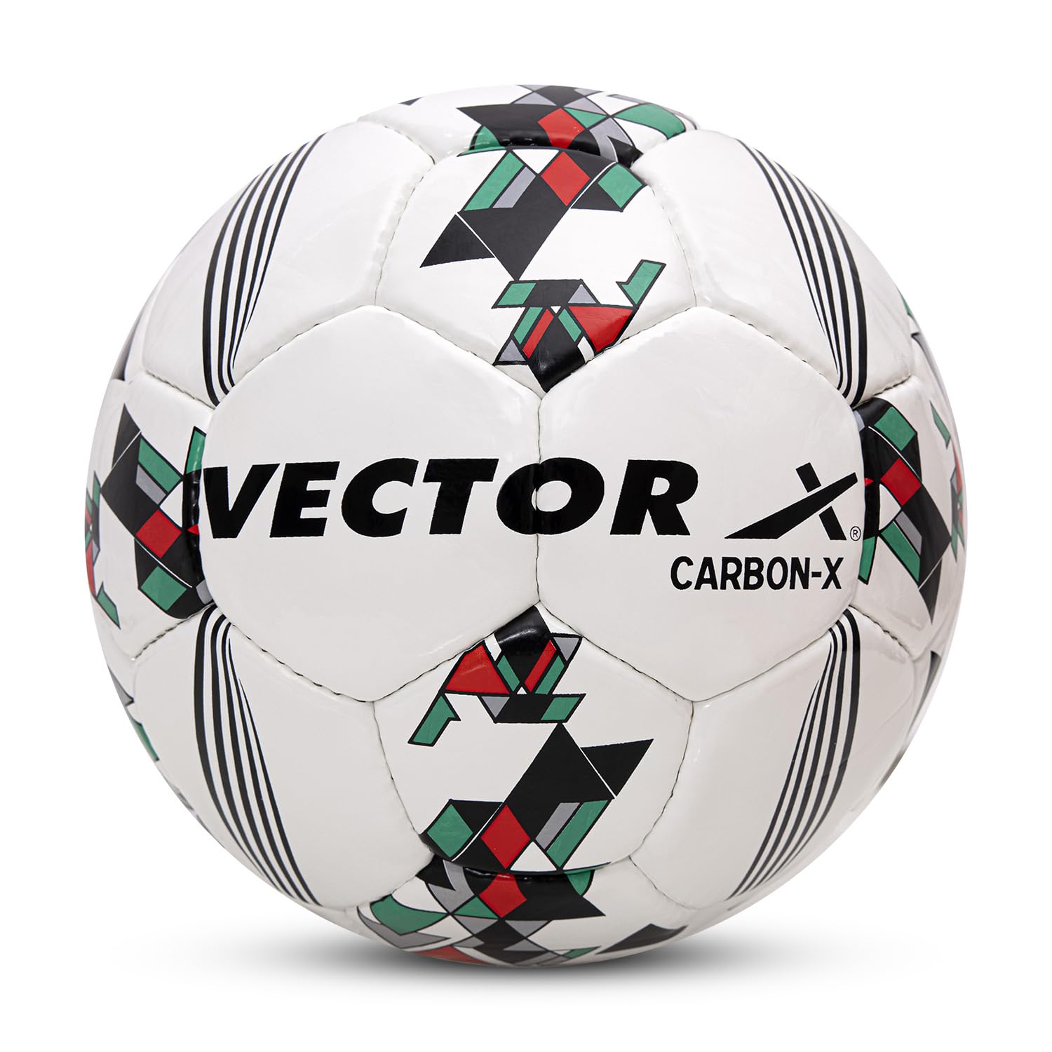 Vector X 32 Panel Carbon-X PU Hand Stitched Indoor/Outdoor Water-Resistant Football with Latex Bladder, White, Size 5, Sui