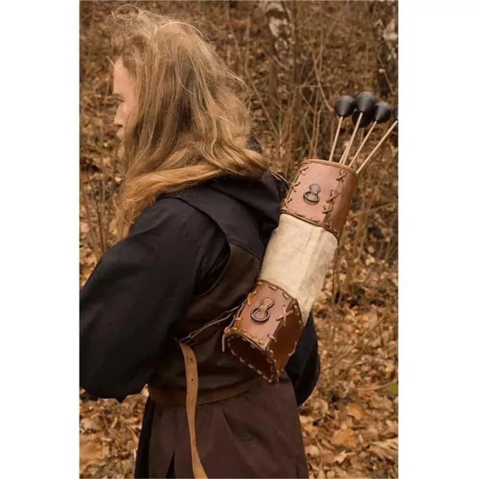 Carcaj para Flechas Tiro con Arco aljaba Cuero Espalda Flecha Titular Bolsa Funda Hombro cinturón Arquero Traje Accesorios para Tiro Al Blanco Colgante