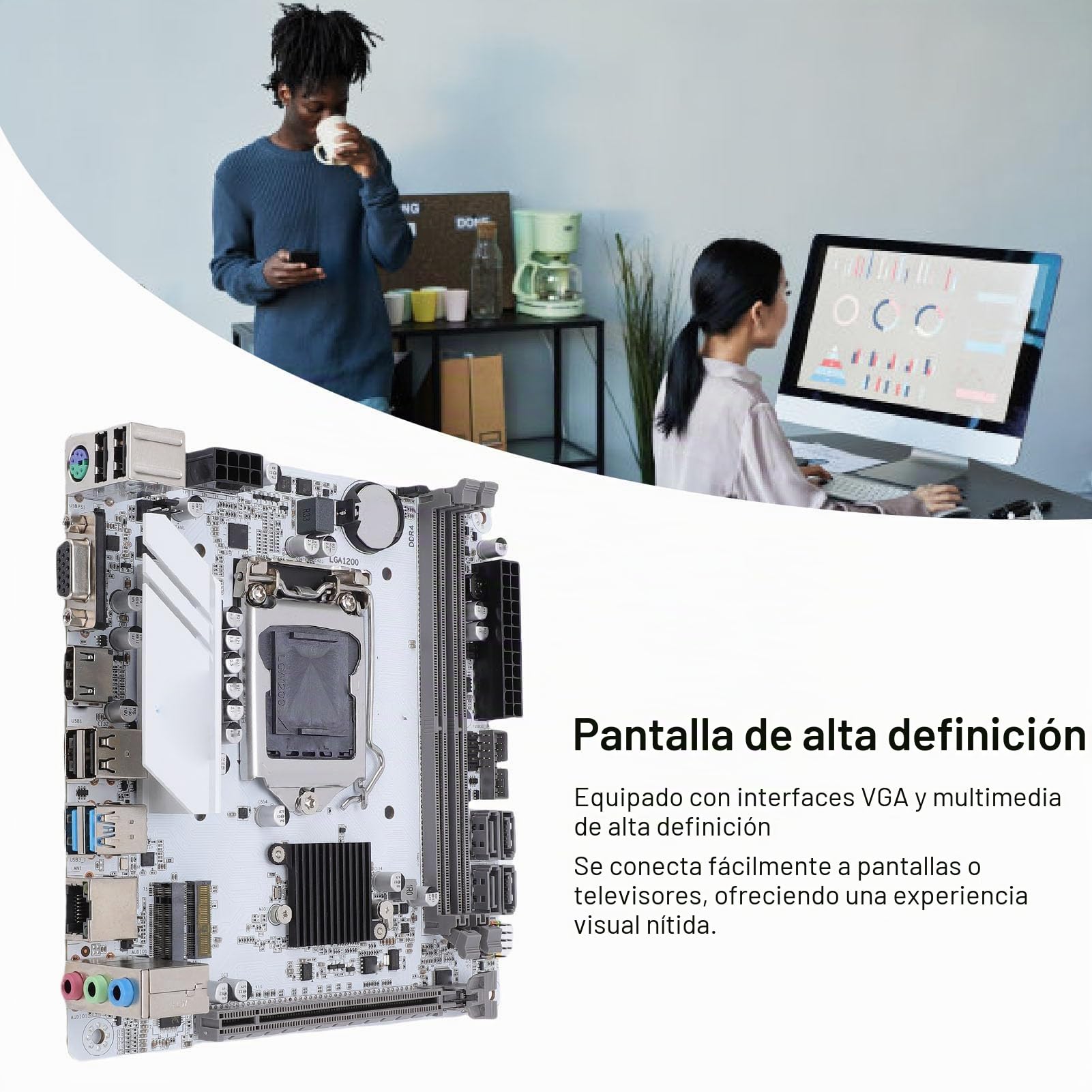 Placa Base para Computadora, Placa Base H510 ITX Soporte LGA 1200 Placa de Escritorio Mini ITX DDR4 de Doble Canal de 64 GB con Ranura M.2 NVMe y PCIe 3.0 X16