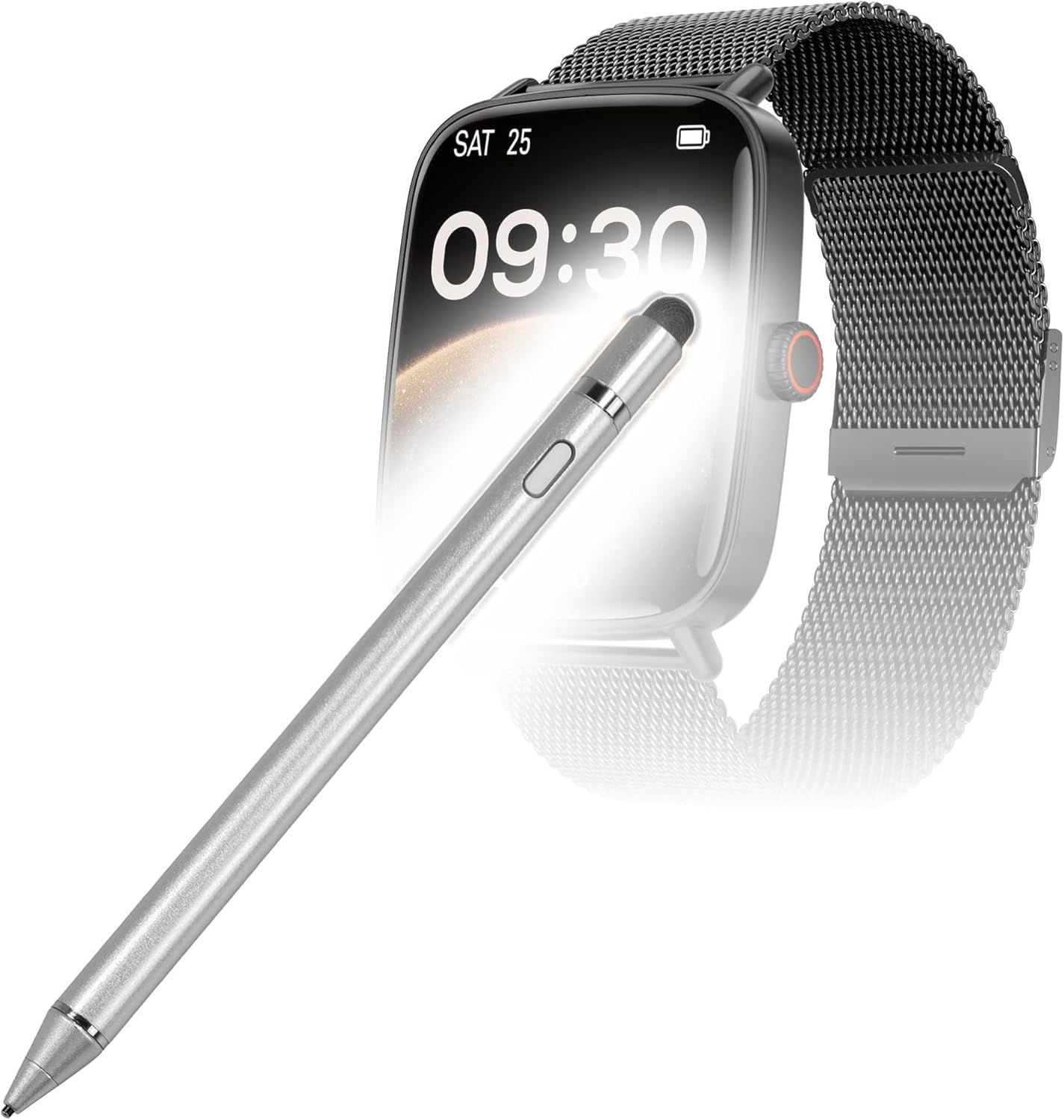 BoxWave Stylus Pen Compatible with TOOBUR IDW28 (1.85 in) - AccuPoint Active Stylus, Electronic Stylus with Ultra Fine Tip - Metallic Silver