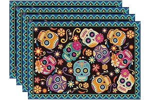 Artoid Mode Marigolds Skull Día de Los Muertos Placemats