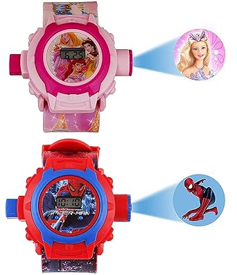 S S Traders Combo of 24 Image Projector and Pink Watch for Kids Boys & Girl