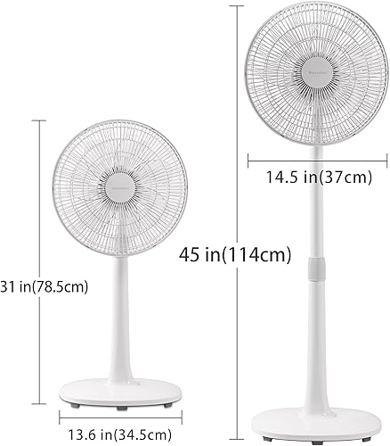 Miniatura 3 de Ventilador de suelo oscilante de 4 velocidades de 7 aspas, 14.5 pulgadas, altura ajustable, ventilador de pie para el hogar, motor de CC, con