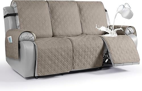 Funda impermeable para sofá reclinable, funda para sofá, lavable y reclinable, protector de muebles con correas elásticas, bolsillo para perros,