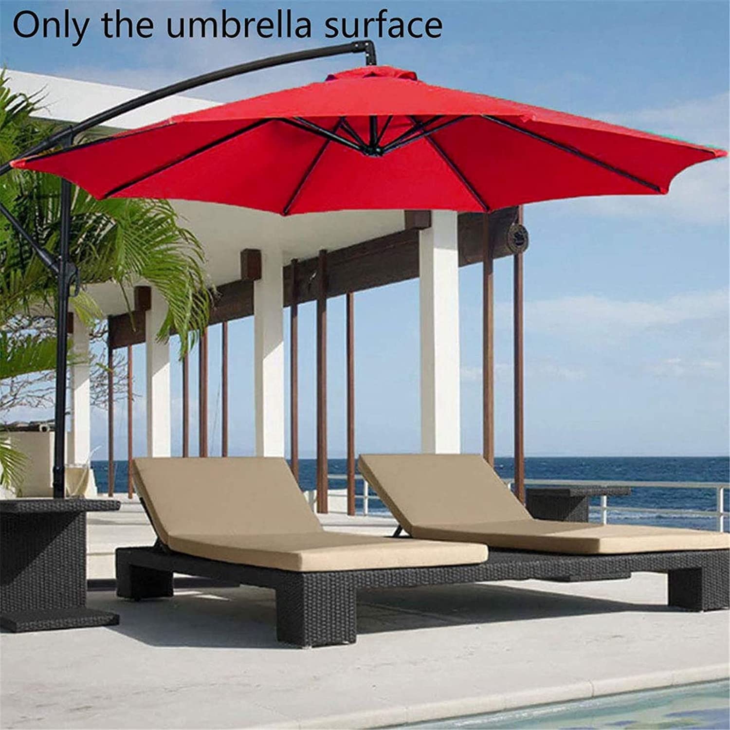 Toile de Remplacement Parasol 8 Baleines,2.7m 3m / Ronde Toile de Rechange s'adapte à Un Parasol Droit ou déporté,Anti-Ultraviolet Bâche De Remplacement for Parasol Déporté(Red,3M/9.8Ft)
