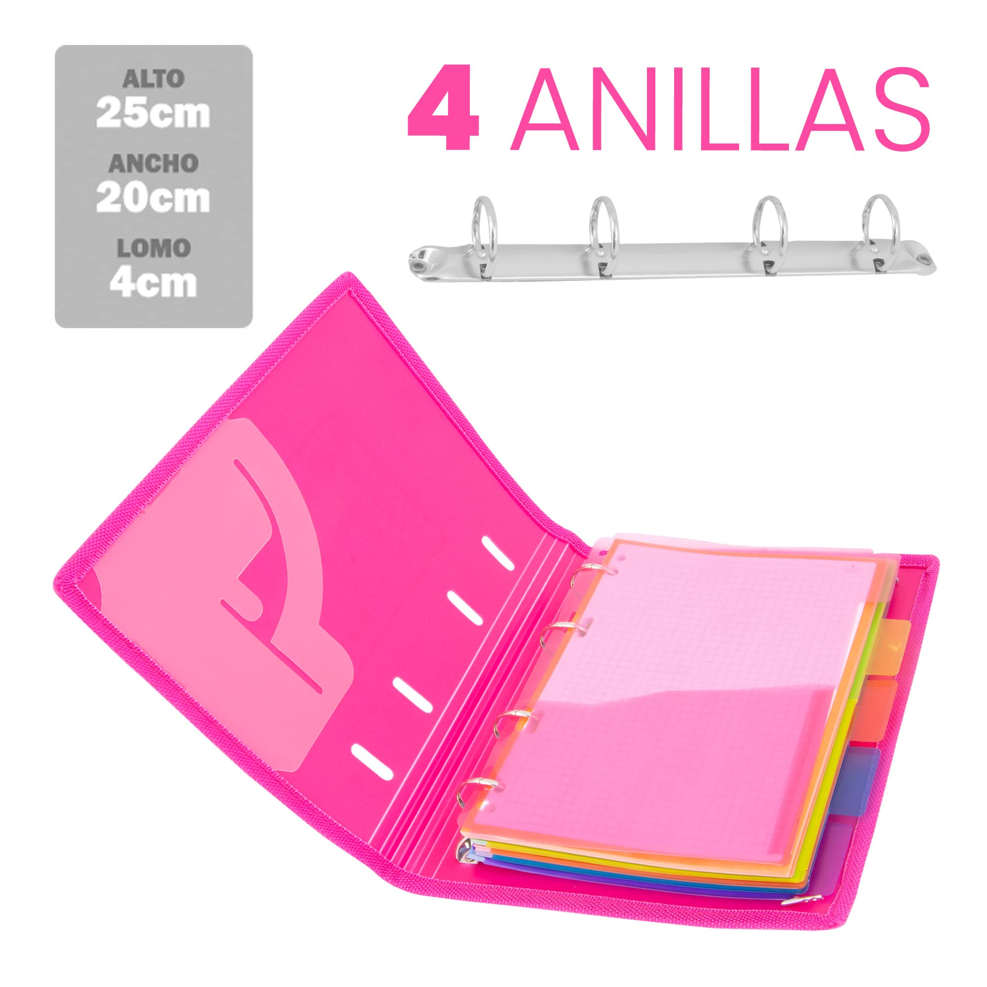 Blu Bordi Rinforzati Cartella 4 Anelli Starplast A5 - Con Chiusura Elastica, 150 Fogli A Quadretti E 5 Divisori, Colore Blu Cartella Scuola Ufficio