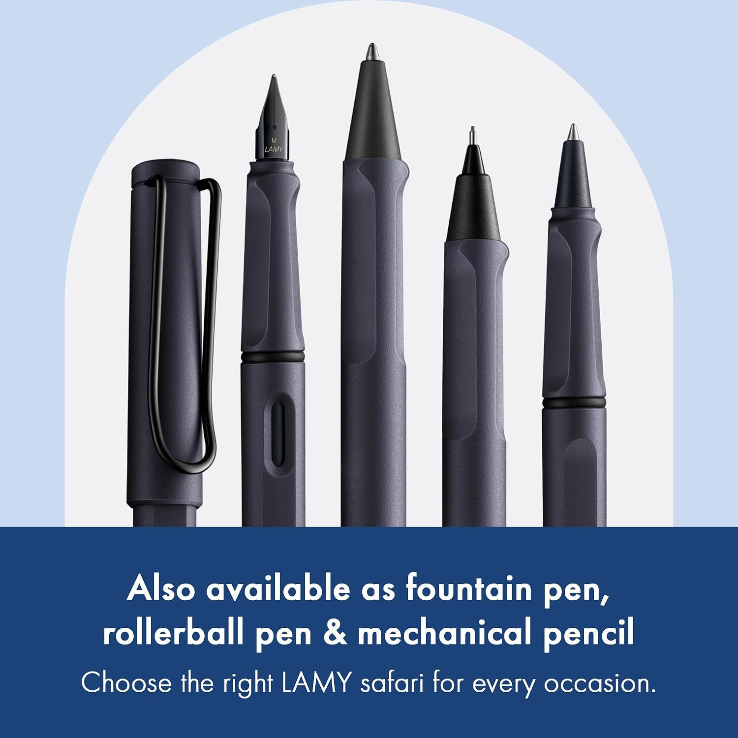 Lamy safari steel black - Ballpoint Pen with ergonomic grip & line width M - for pleasant long writing - made of robust ASA plastic – including large capacity refill M 16 in black