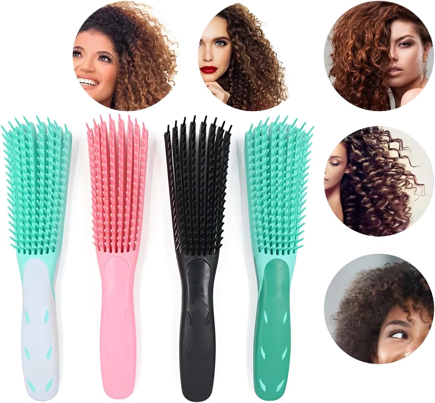 Flexible Detangling Brush For All Hair Types (With Adjustable Stabizing Bar) (Beautiful Black)