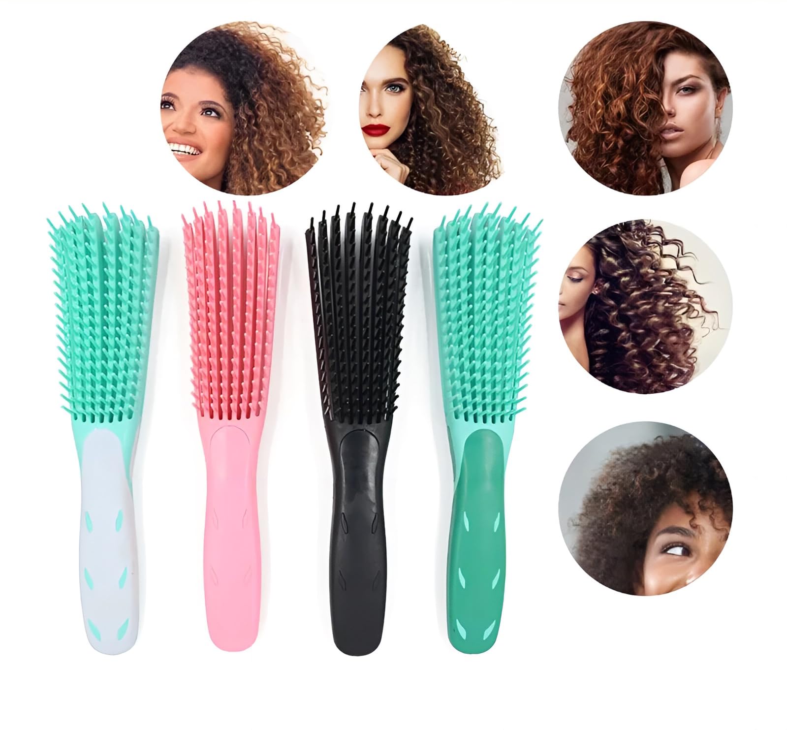 Flexible Detangling Brush For All Hair Types (With Adjustable Stabizing Bar) (Beautiful Black)