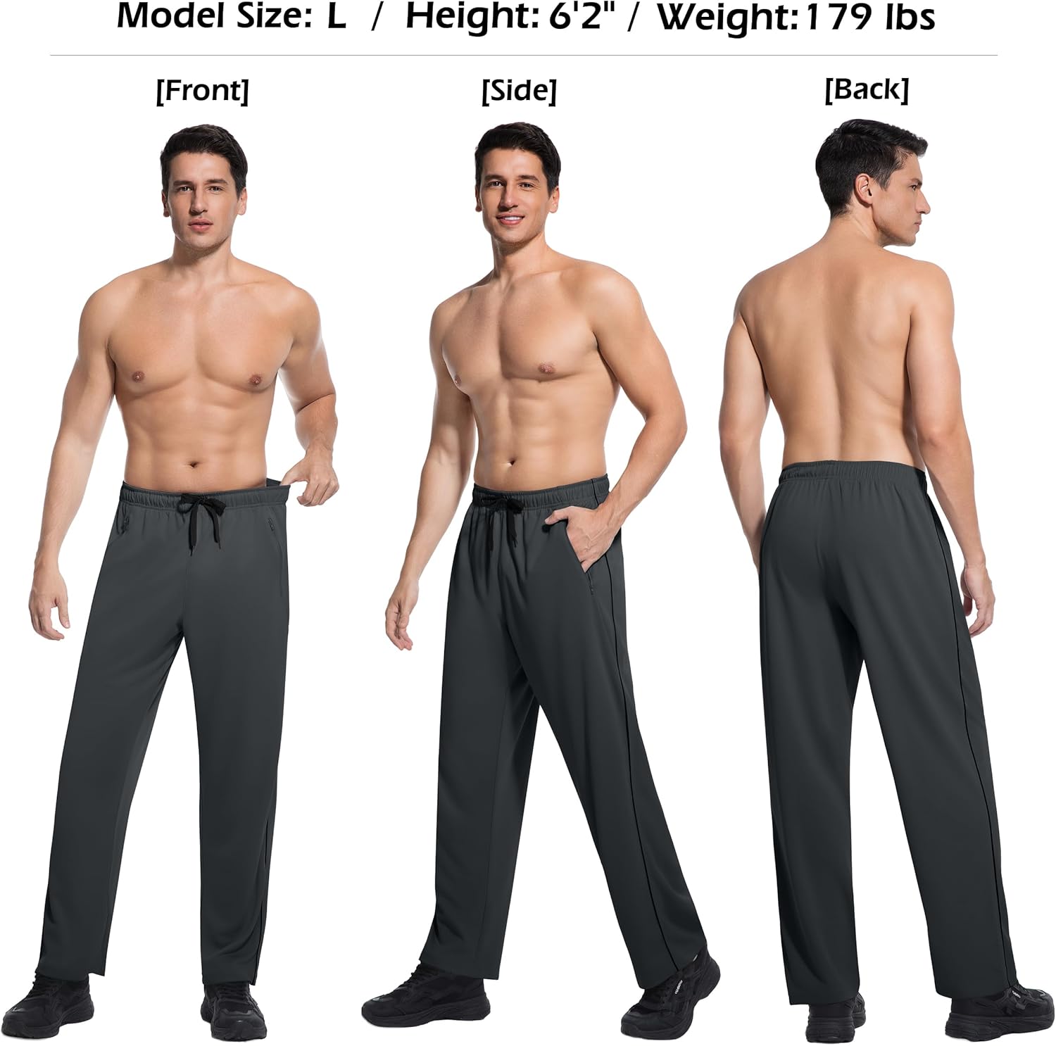 SACUIMAN 3 Pack Mens Athletic Sweatpants with Zipper Pockets,Workout Gym Running Jogging Training Pants for Men - Image 4