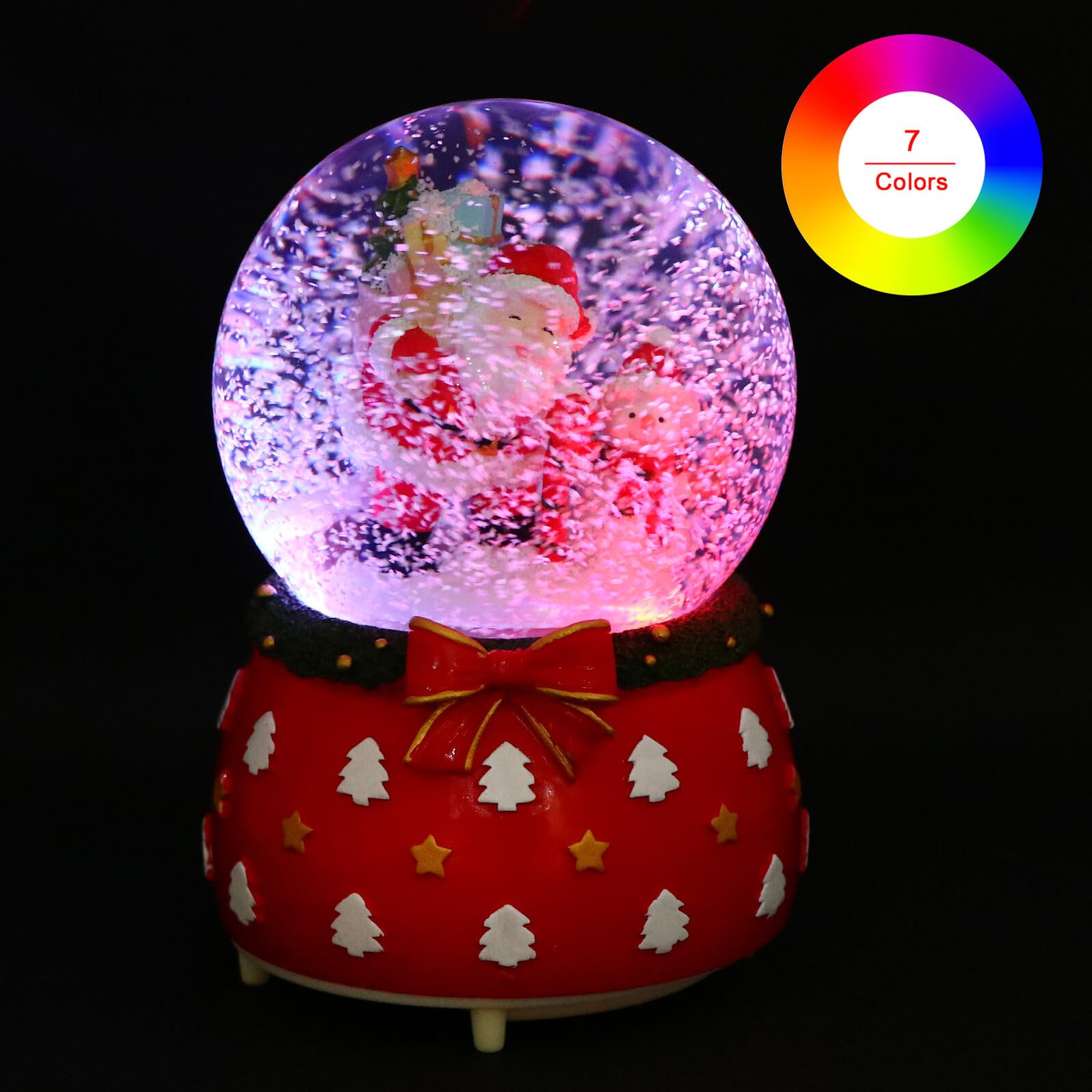 ERINGOGO Bola de Cristal Luminosa Navideña Grande Caja de Música Giratoria Bola de Cristal Decorativa Efecto de Nieve Automática para Decoración y Ambiente Festivo de Navidad
