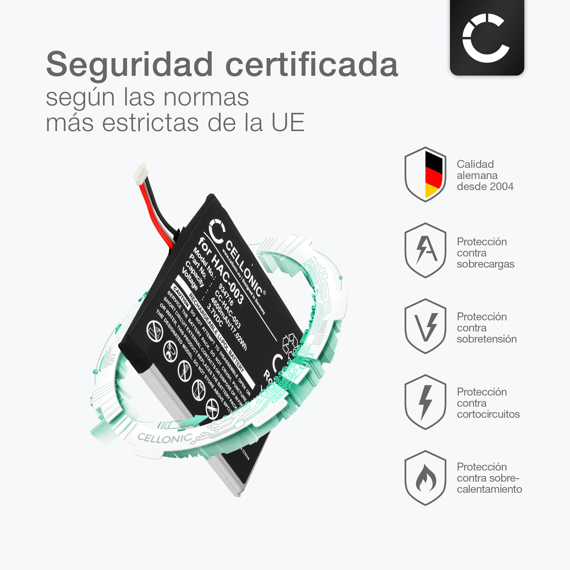 CELLONIC 1x Batería Compatible con Nintendo Switch, HAC-003, HAC-001 | 1x, (4600mAh-3.7V-Litio Polímero), Videoconsola Batería, para Nintendo HAC-001(-01), HAC-A-BPHAT-C0