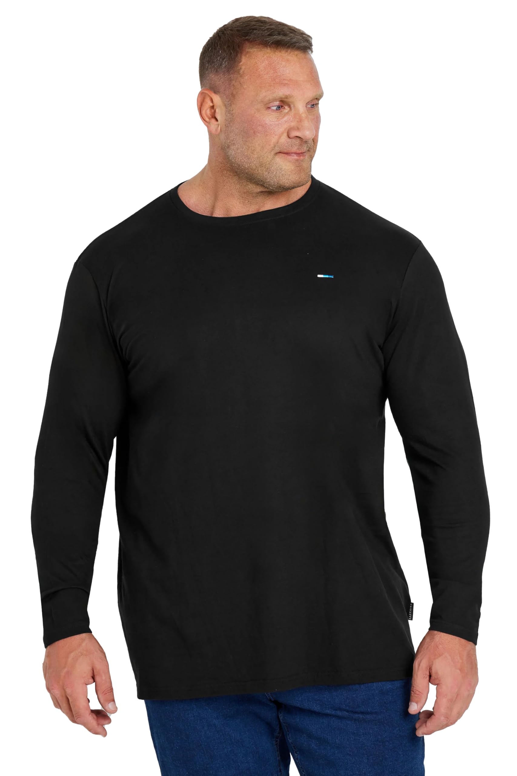 Badrhino Black Big & Tall Extra Long Core Long Sleeve T-Shirt - Men's - Plus Curve 5XL-6Xl Plus