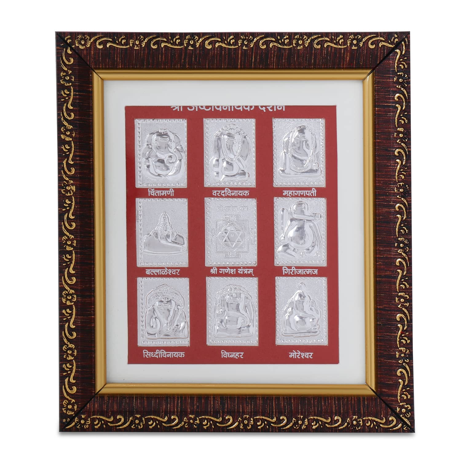 Osasbazaar Pure Silver Ashta Vinayak Ashta Ganesh Photo Frame - 99% Purity Certified-image-46