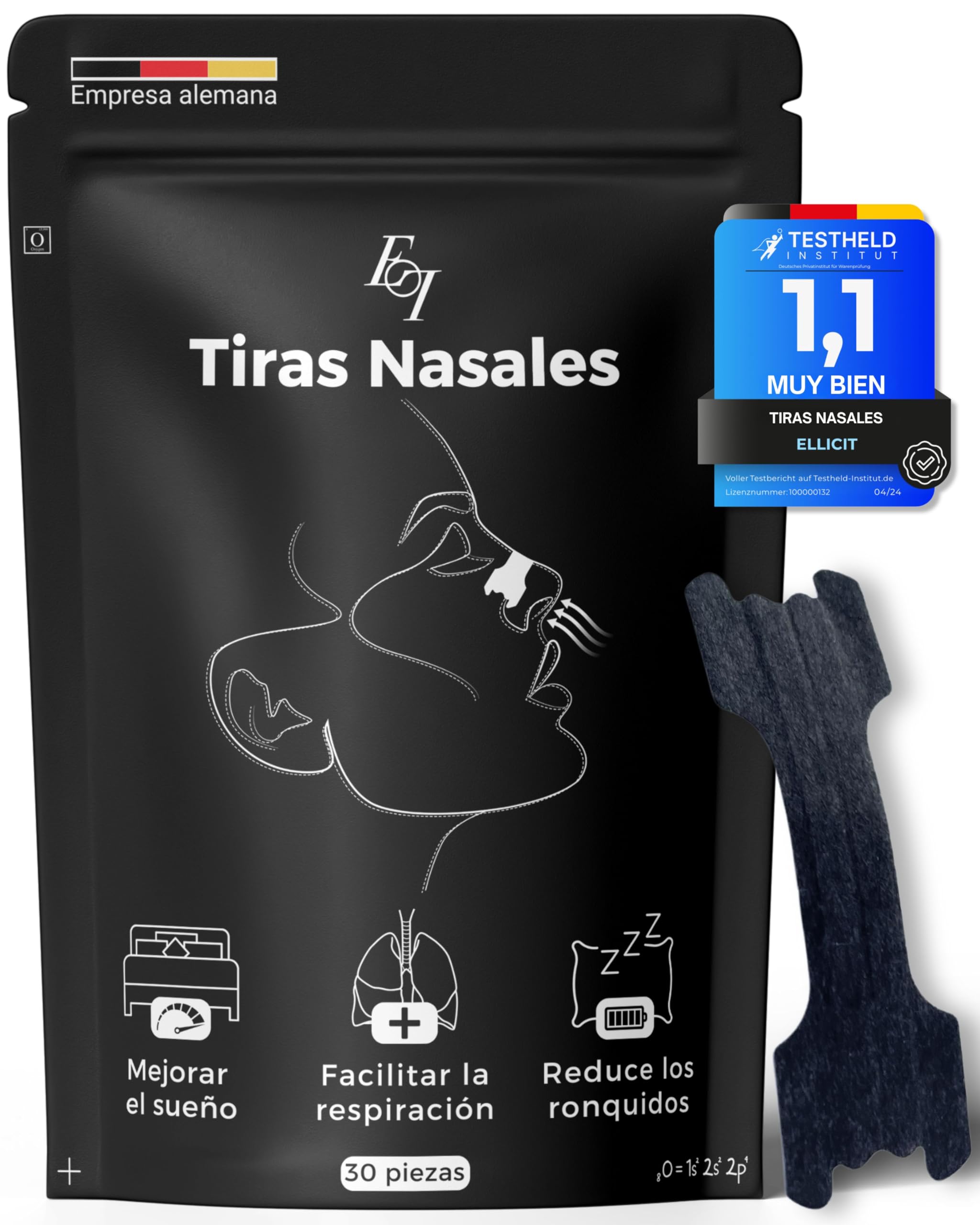 Ellicit Tiras Nasales Transparentes, paquete de 30 tiras nasales premium, contra los ronquidos, soporte extra para deportes y mejor calidad del sueño, mejor respiración con la nariz tapada — view 8