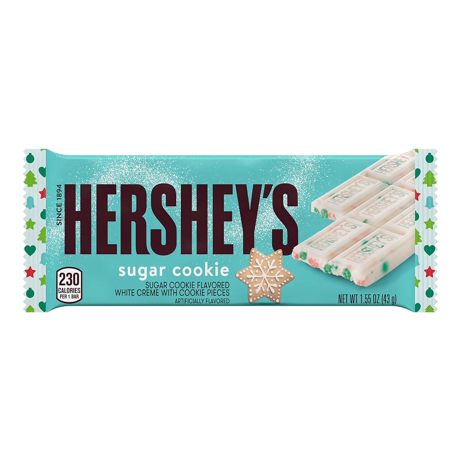 HERSHEY'S Sugar Cookie Flavored White Creme with Cookie Pieces Candy, Bulk , 1.55 oz Bars (24 Count)