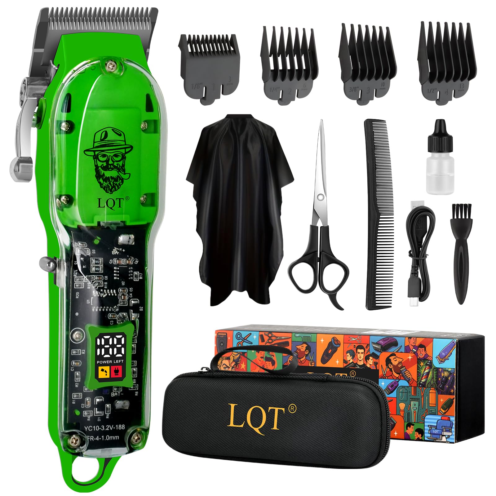 Professional Hair Clippers for Men, Cordless Rechargeable Beard Trimmer &amp; Haircut Kit, Powerful Grooming Tool - Ideal Christmas, Father's Day Gift for Dad, Men