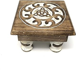 Wooden Altar Table for Wiccan, Pagan, and Meditation Practices (Triquetra)