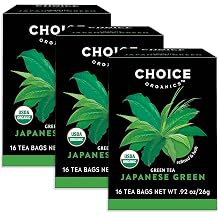 Choice Organic Teas Green Tea, 3 Boxes of 16 48 Tea Bags, Premium Japanese Green