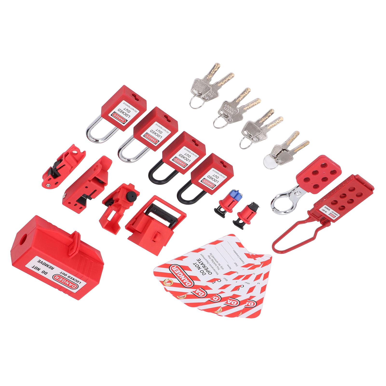 Hidyliu Kit di Tagout per Blocco Elettrico con Lucchetti Durevoli e Serrature di Sicurezza per Uso Industriale, Include Chiusura e Targhette, 15 Pezzi