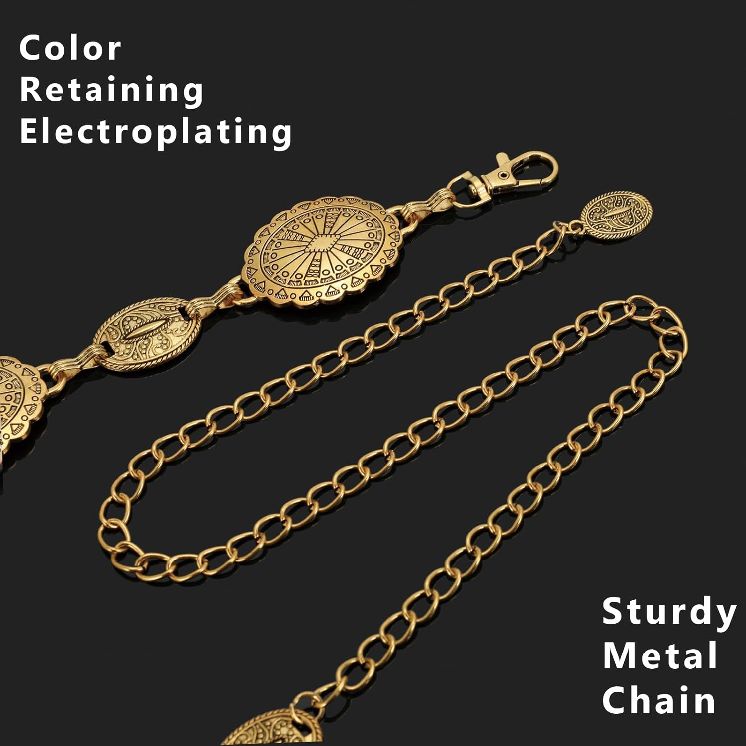 YGR Western Belts for Woman Cowgirl Metal Concho Chain Belts for Dresses Jeans Trousers Country Concert Outfit - Image 4