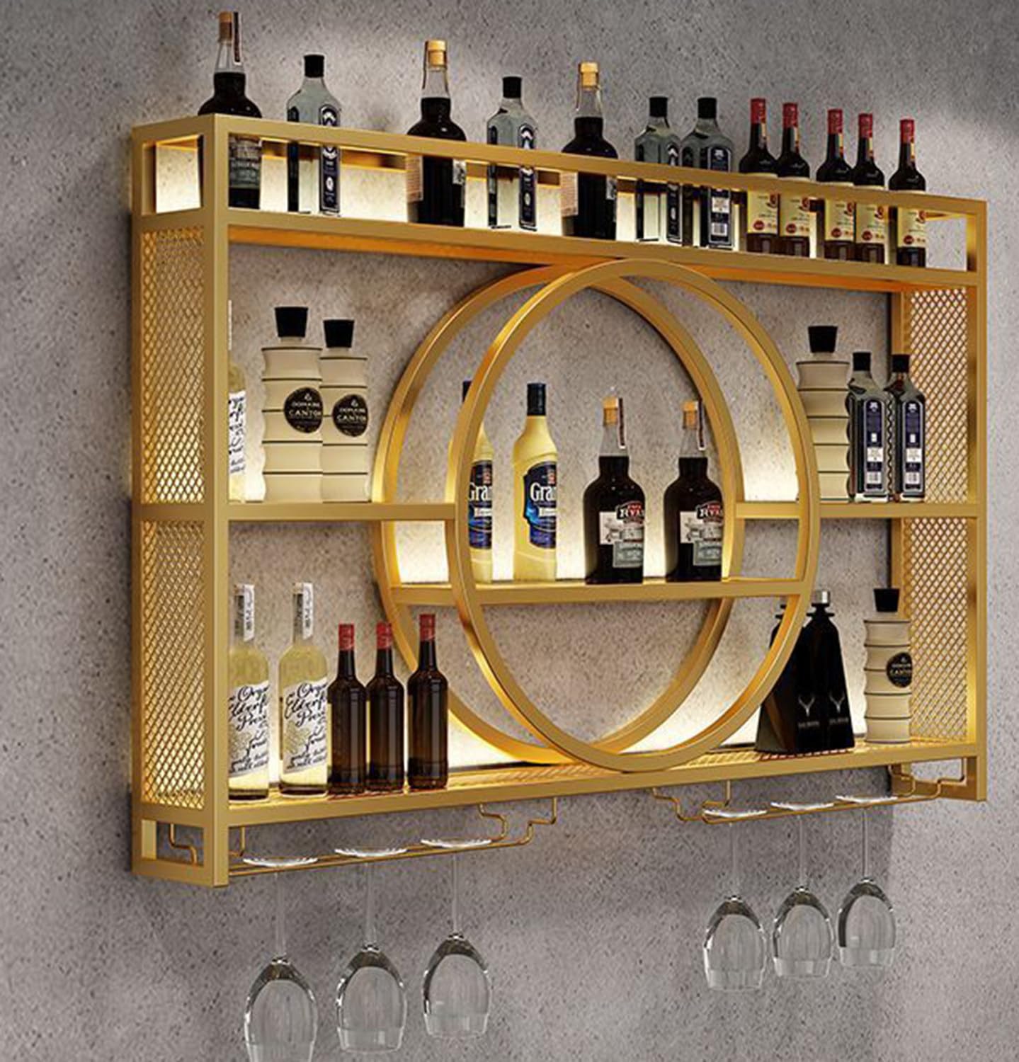 Étagère à vin murale moderne pour illuminer vos apéritifs au salon