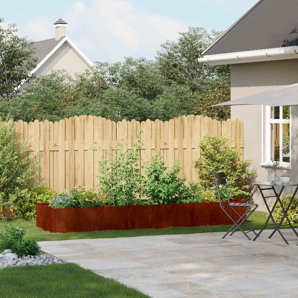Macetero oxidado de 280 x 80 x 40 cm, bancal de acero resistente a la intemperie, gran jardinera para jardín, terraza y balcón, estable con aspecto oxidado, rectangular
