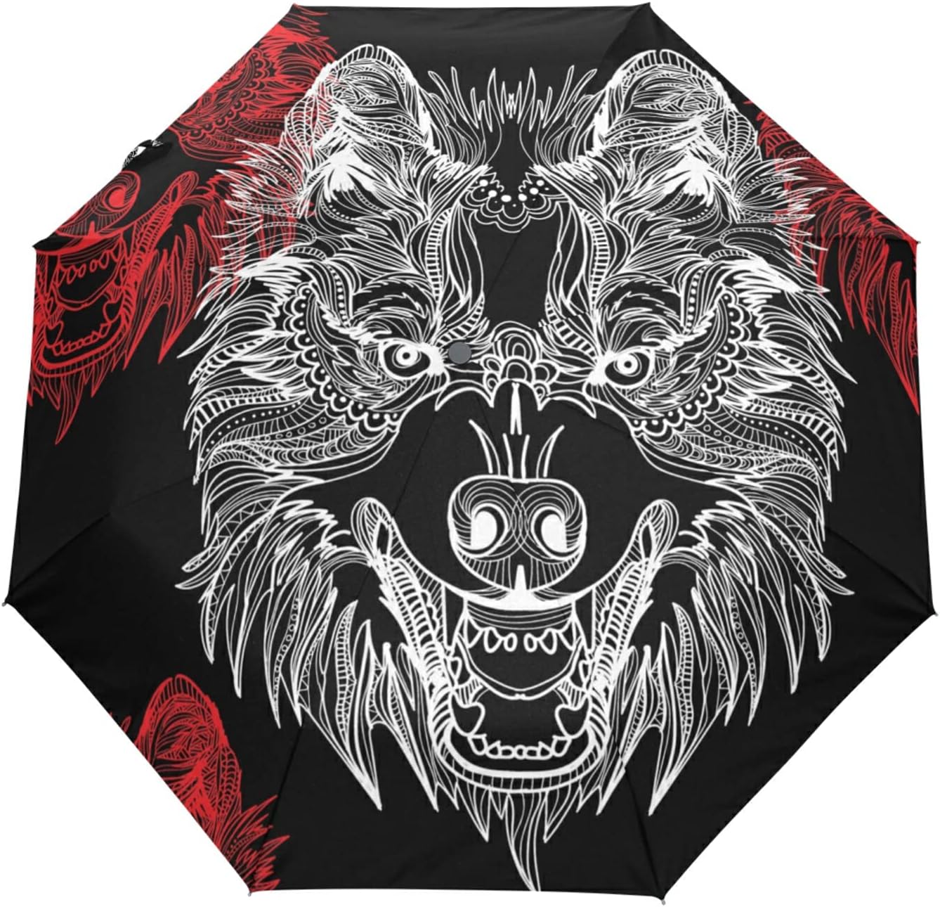 TropicalLifeUmbrella Wolf Animal Pattern Print Windproof 3 Fold Umbrella Auto Open Close for Women Men Girls Boys Unisex Ultralight Outdoor Travel Compact Umbrella
