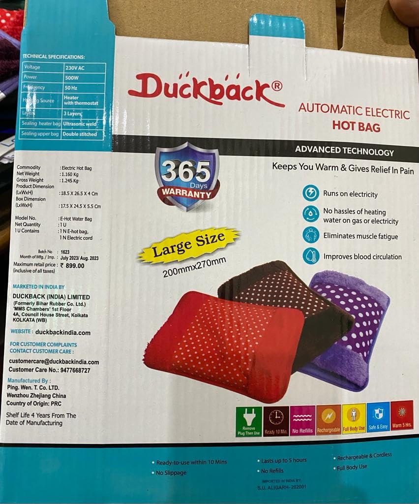 Duckback Original Leakproof Hot Water Bag Bottle (ELECTRIC) for Pain Relief, Back pain, Neck pain, Stomach pain etc (READY TO USE) (B0CRBBM2NL) Amazon Price History, Amazon Price Tracker