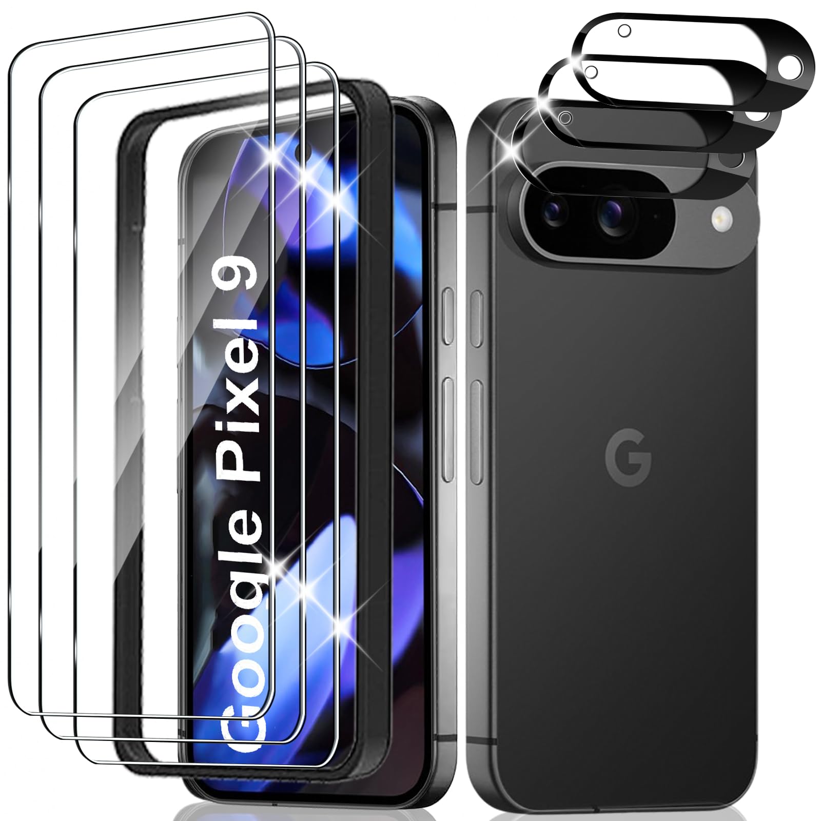 GIOPUEY [Super Sottile 4 Pezzi Pellicola Fotocamera Compatibile con Google Pixel 9A, HD Vetro Temperato [Resistente ai Graffi] Protezione Fotocamera per Google Pixel 9A